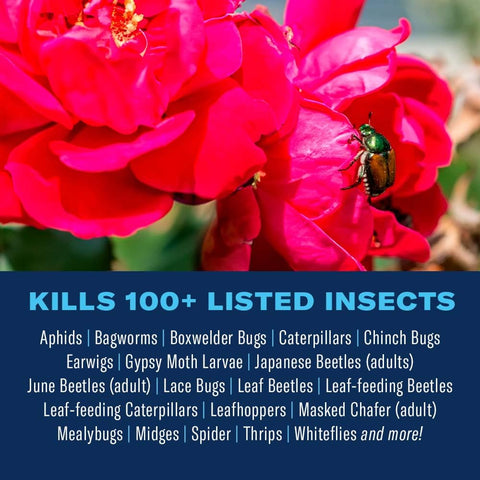 BioAdvanced spray-on-leaves demonstrates even coating on roses and flowers for pest control