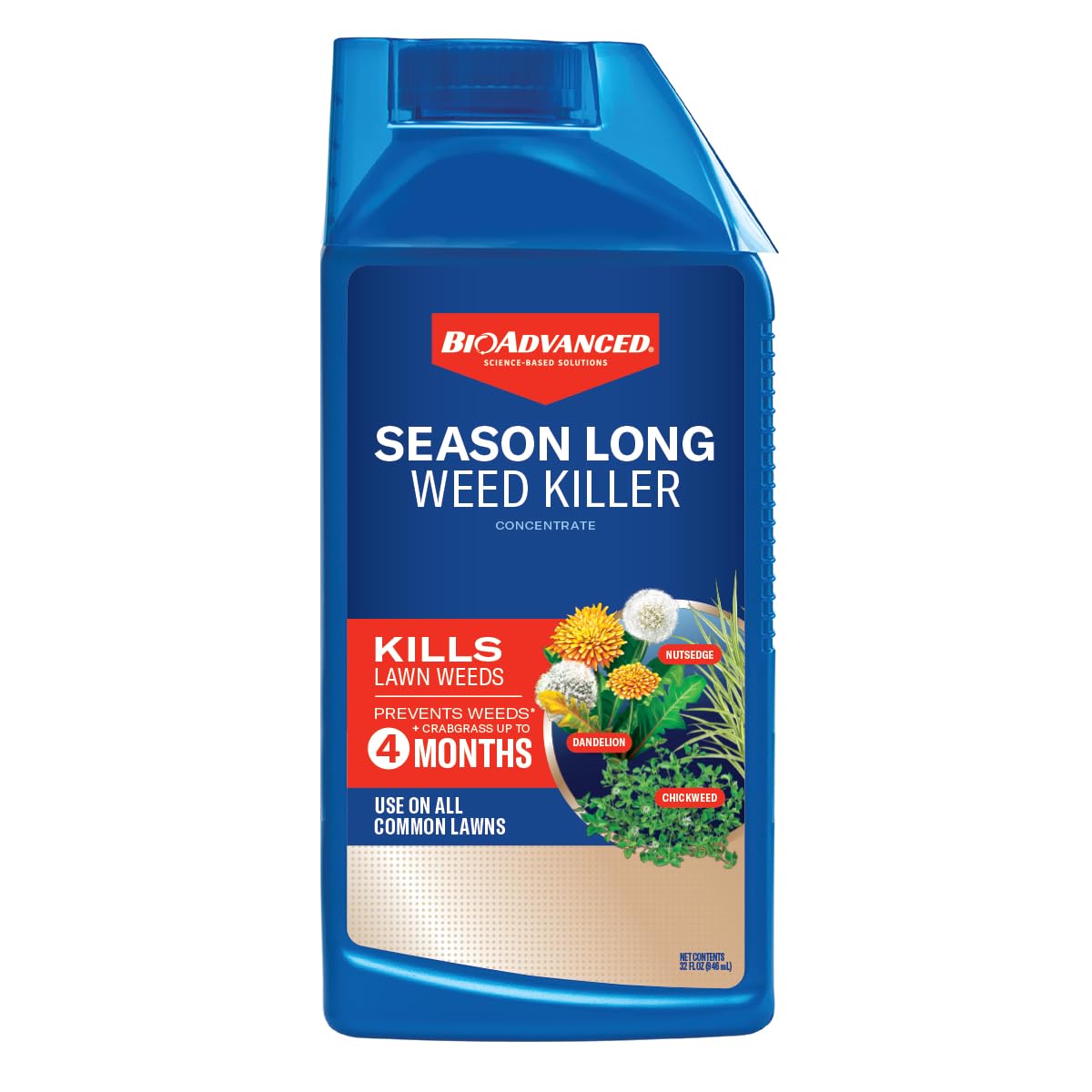 BioAdvanced Season Long Weed Killer bottle for long-lasting lawn weed control