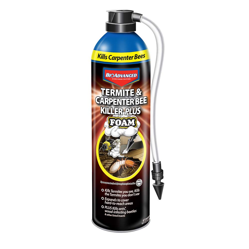 BioAdvanced Termite Killer Plus Foam dispensing into a wall void to target hidden pests