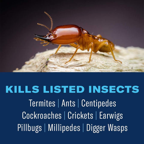 BioAdvanced Termite Killer Granules being spread along exterior perimeter.
