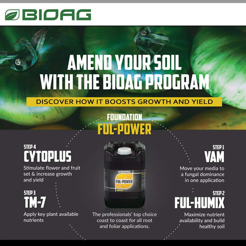 BioAg Ful-Power fulvic golden color signals natural, bioavailable nutrients for strong roots.