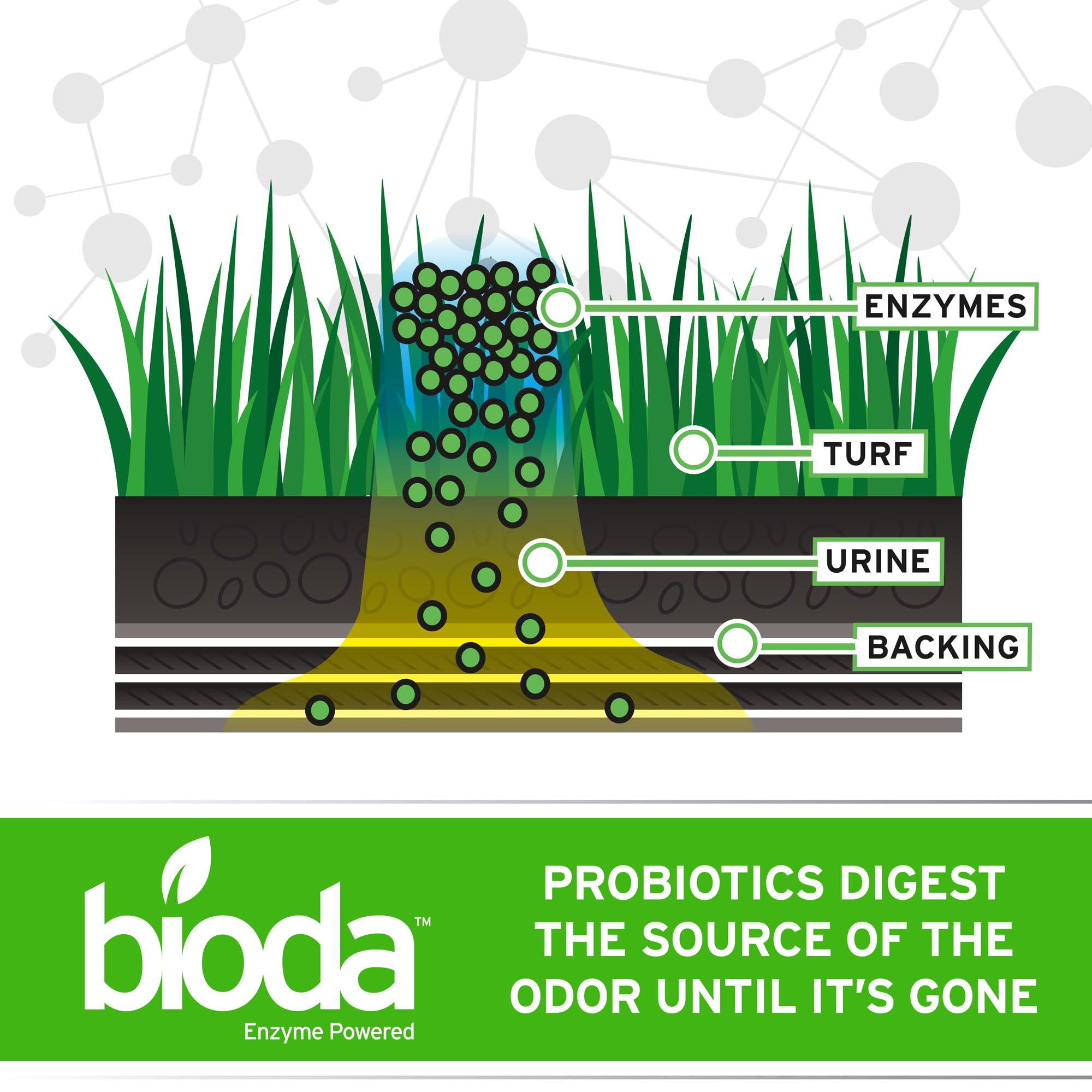 Bioda probiotic outdoor odor eliminator lawn treatment for pet odors.