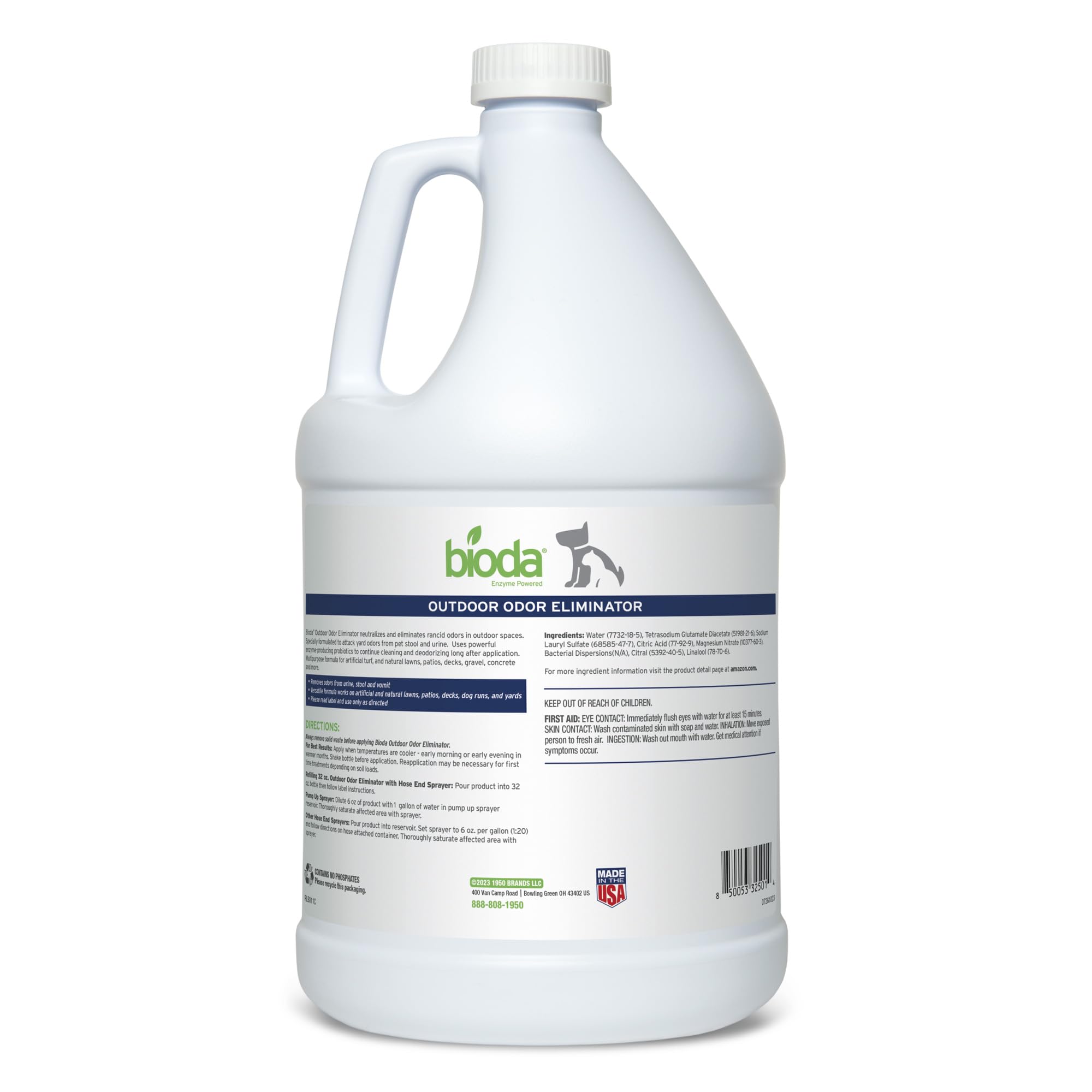 Bioda probiotic outdoor odor eliminator spray for long-lasting odor control in lawns.