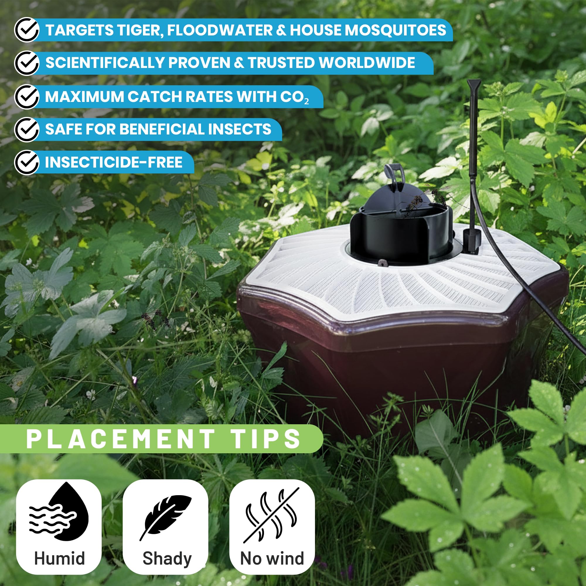 Biogents Mosquitaire power supply with extension cord for easy placement.