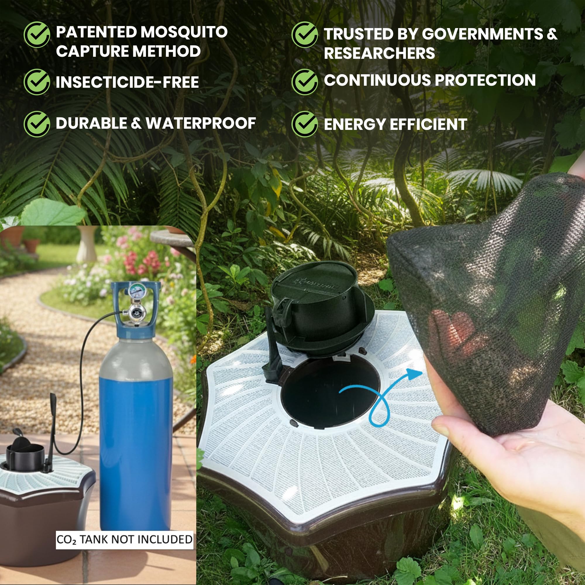 Biogents Mosquitaire catch bags ready to collect attracted insects.