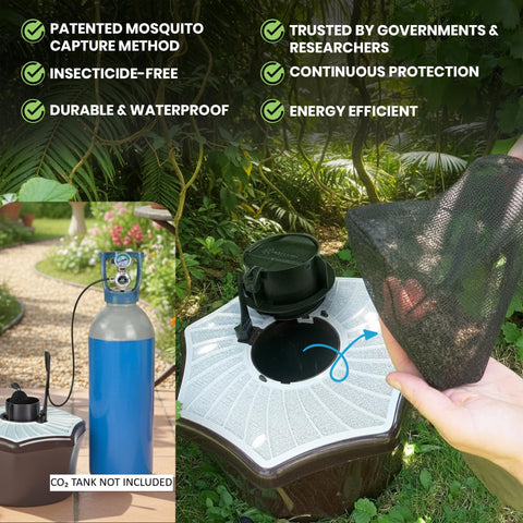 Biogents Mosquitaire catch bags ready to collect attracted insects.