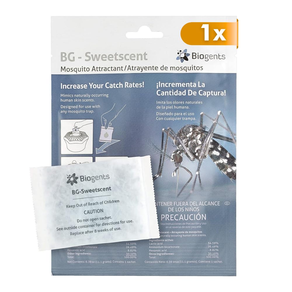 Biogents Sweetscent attractant bottle pour showing quick release for targeted mosquito lure