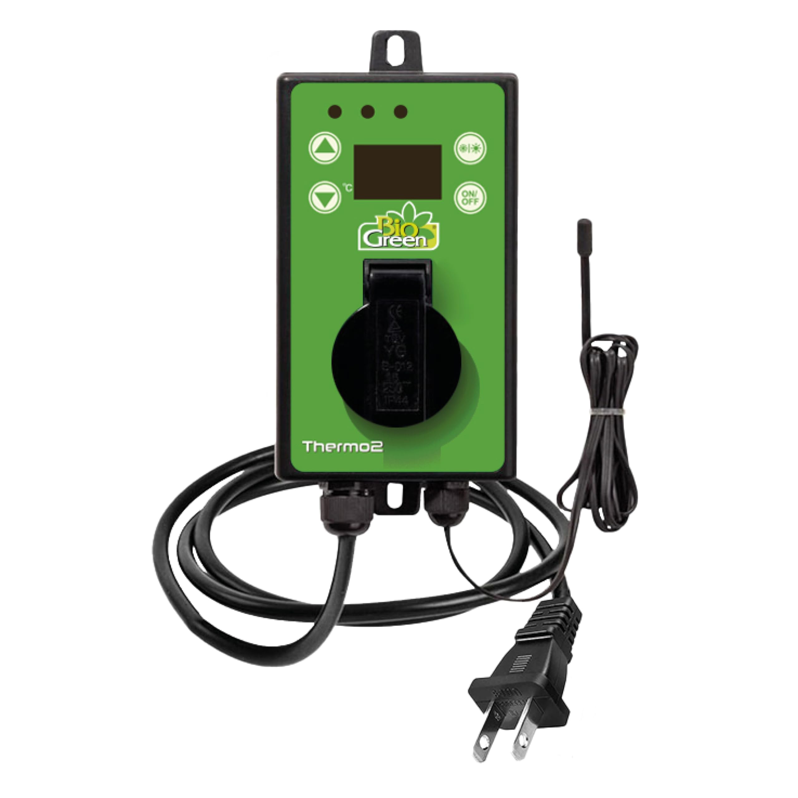 BioGreen Thermo2 thermostat front view for precise greenhouse climate control.