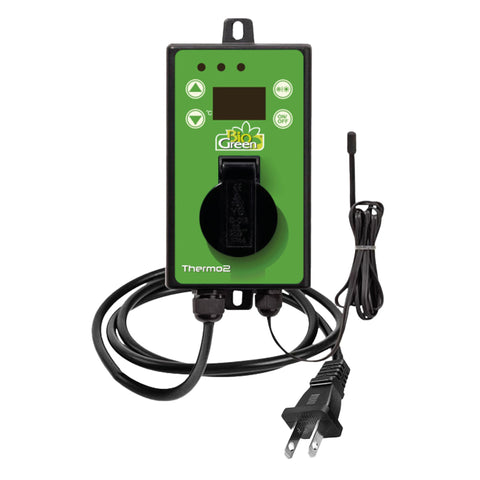 BioGreen Thermo2 thermostat front view for precise greenhouse climate control.