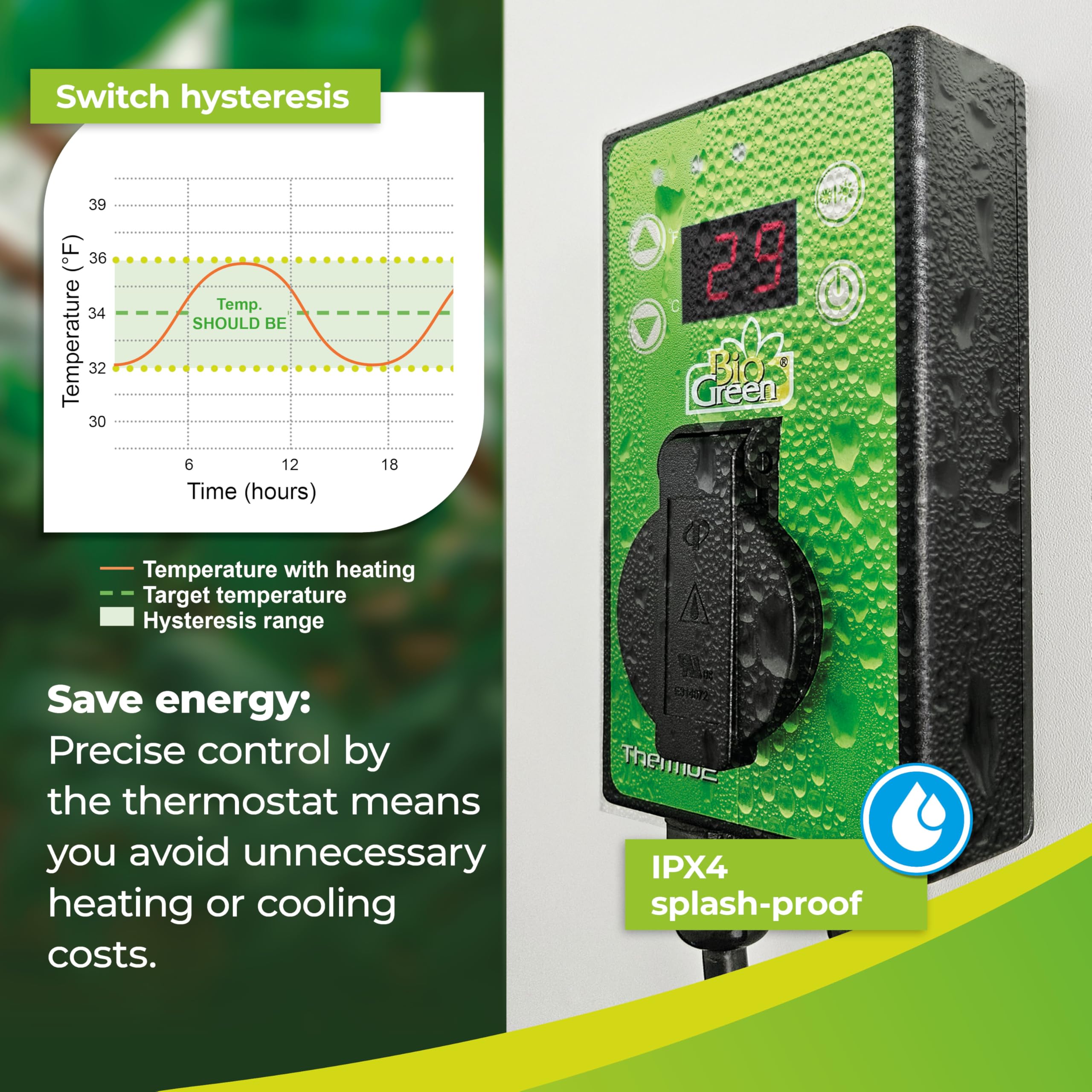 BioGreen Thermo2 installation area shows simple wiring for reliable setup.
