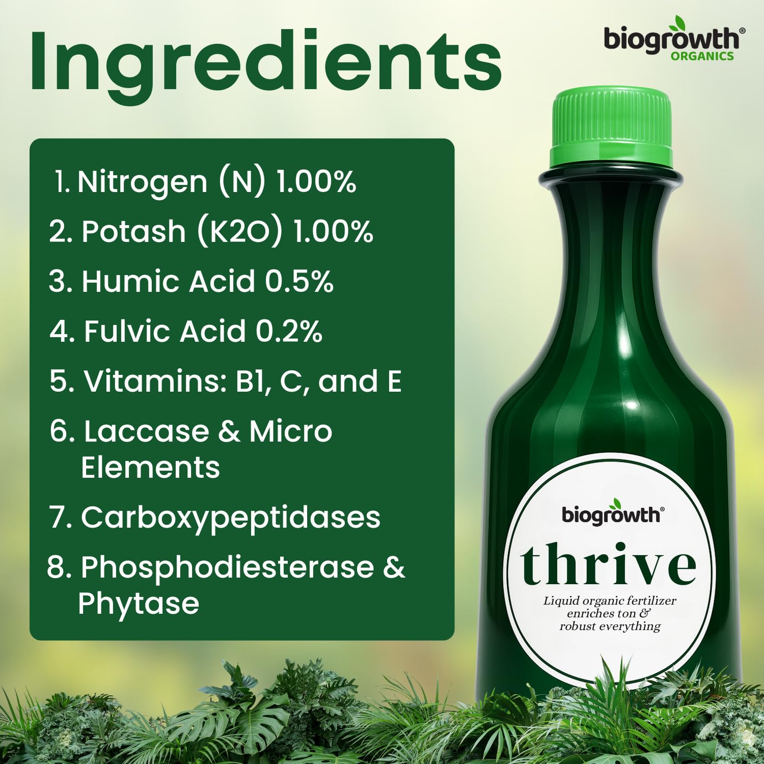 BIOGROWTH ORGANICS nutrient blend rich in humic and fulvic acids for soil vitality