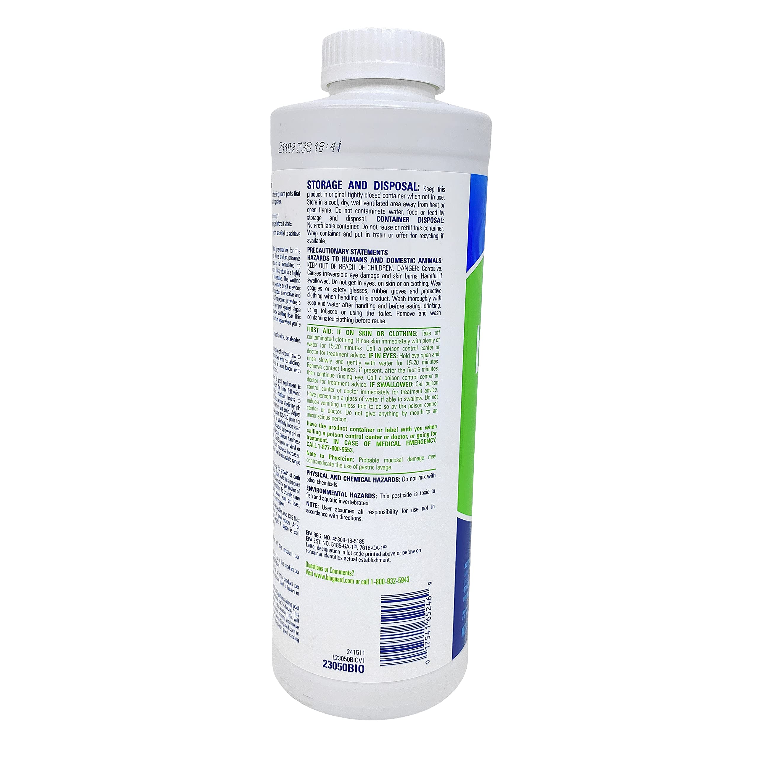 BioGuard Back Up 2-1 qt 2-pack dosing guidance for easy weekly use