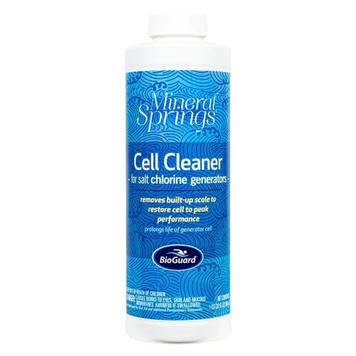BioGuard Mineral Springs Cell Cleaner pour removes scale from salt chlorine generator.