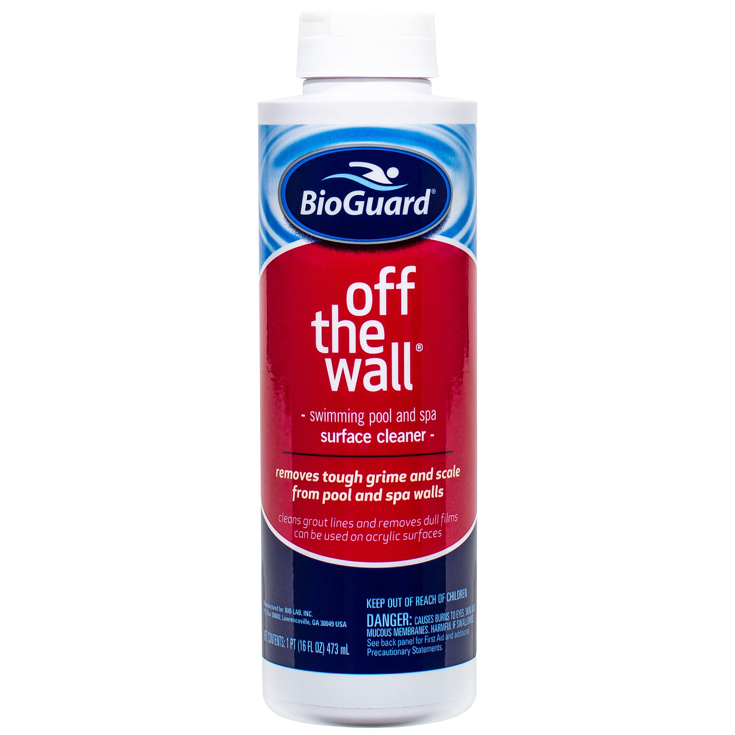 BioGuard Off The Wall surface cleaner tackling stubborn grime on pool and spa surfaces