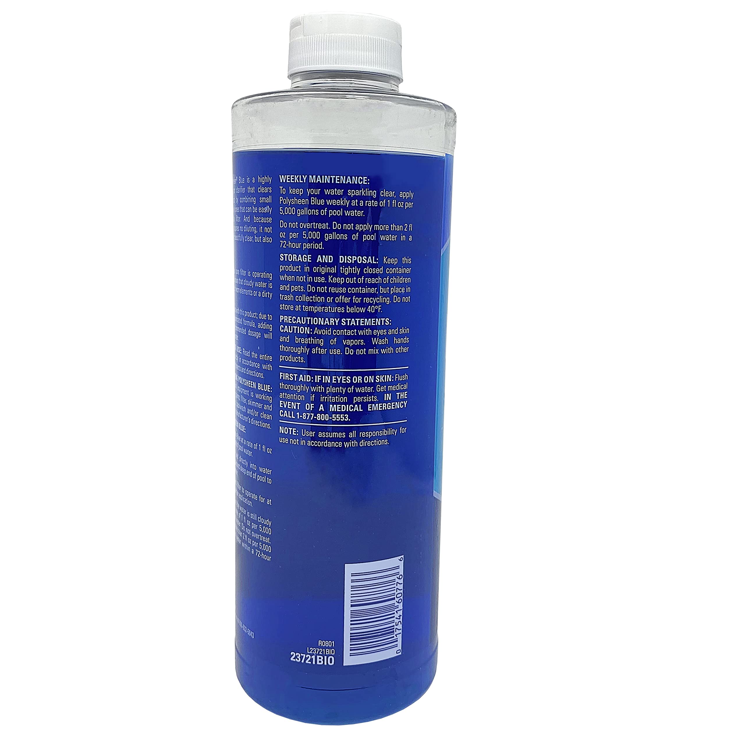 BioGuard Polysheen Blue clarified water in a glass demonstrates crystal-clear pool water.