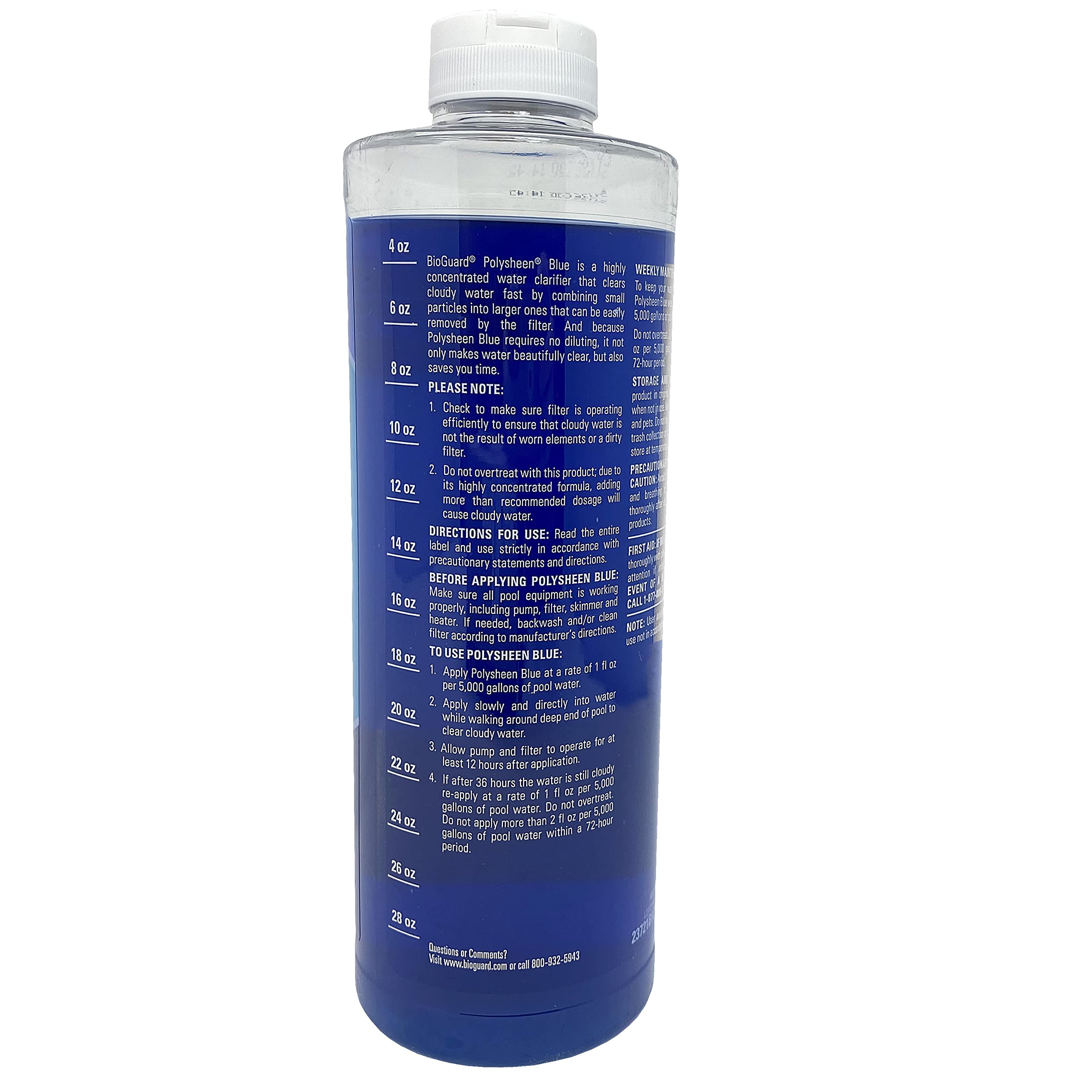 BioGuard Polysheen Blue clarifier pour demonstrates easy dosing and fast results.