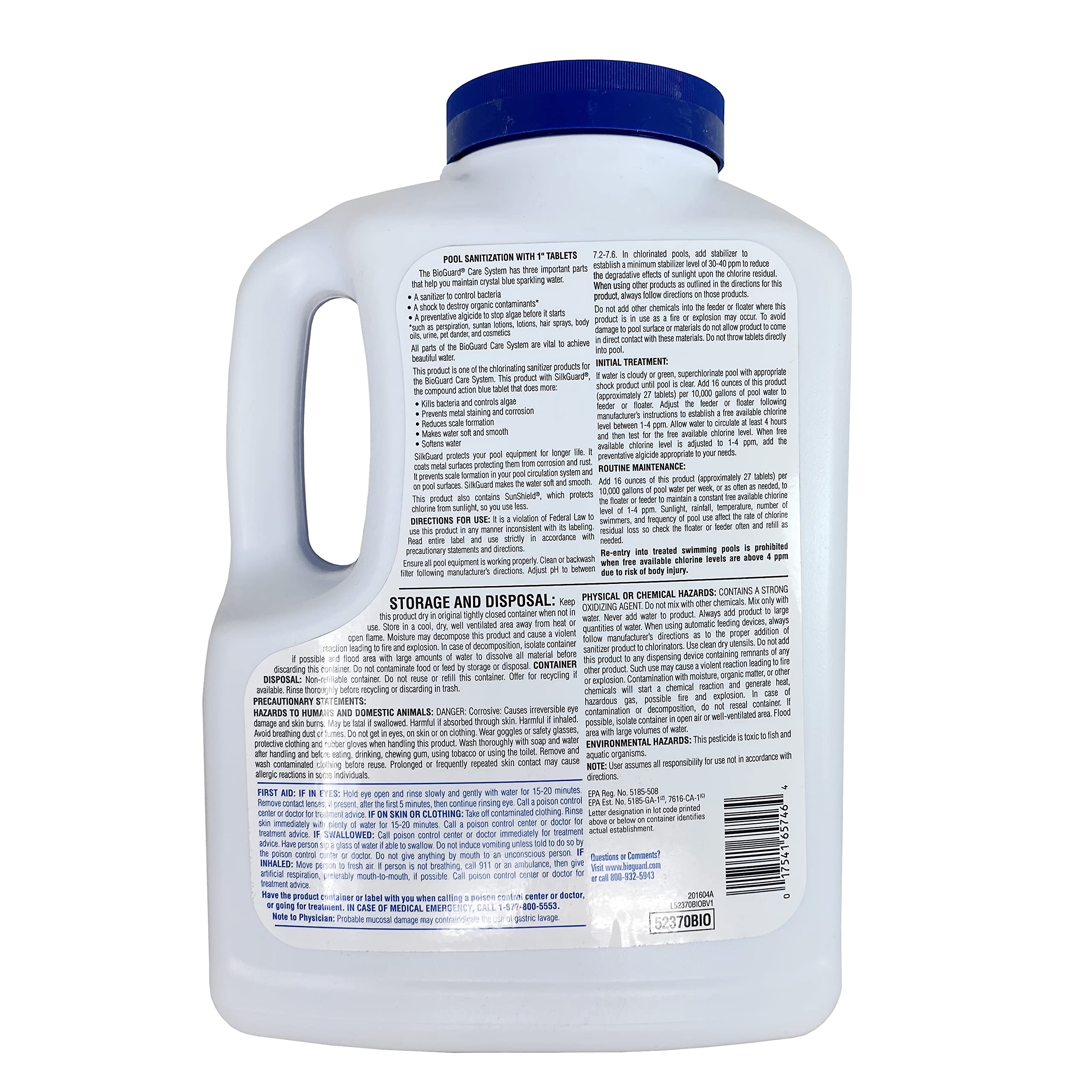BioGuard SilkGuard tablets packaging closeup for convenient pool and spa care