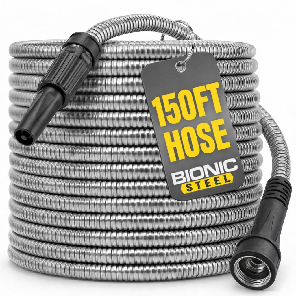 Bionic Steel 150ft hose coil shows easy storage and handling.