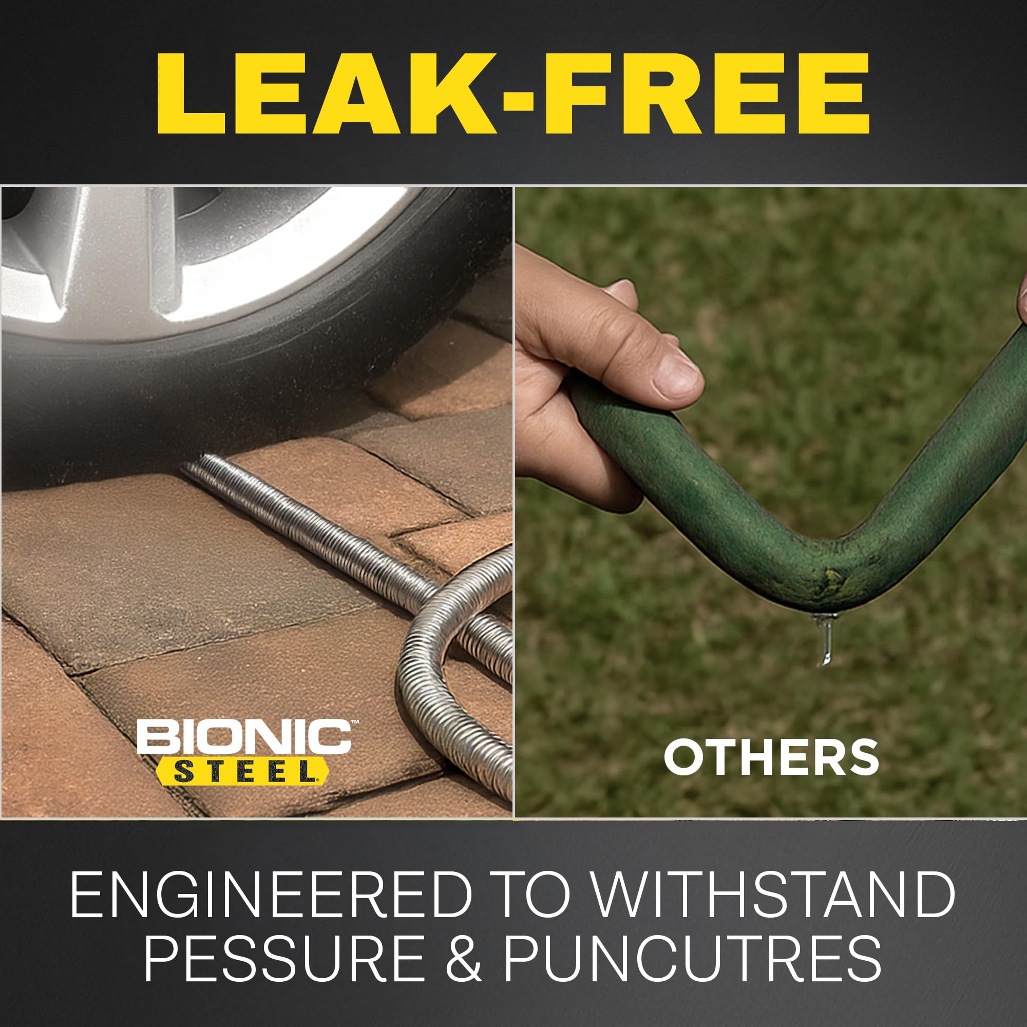 BIONIC STEEL flexible-interlocking-design reduces kinks during watering.
