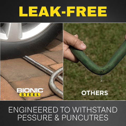 BIONIC STEEL flexible-interlocking-design reduces kinks during watering.
