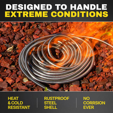 BIONIC STEEL non-expandable-hose-extension maintains steady water flow.