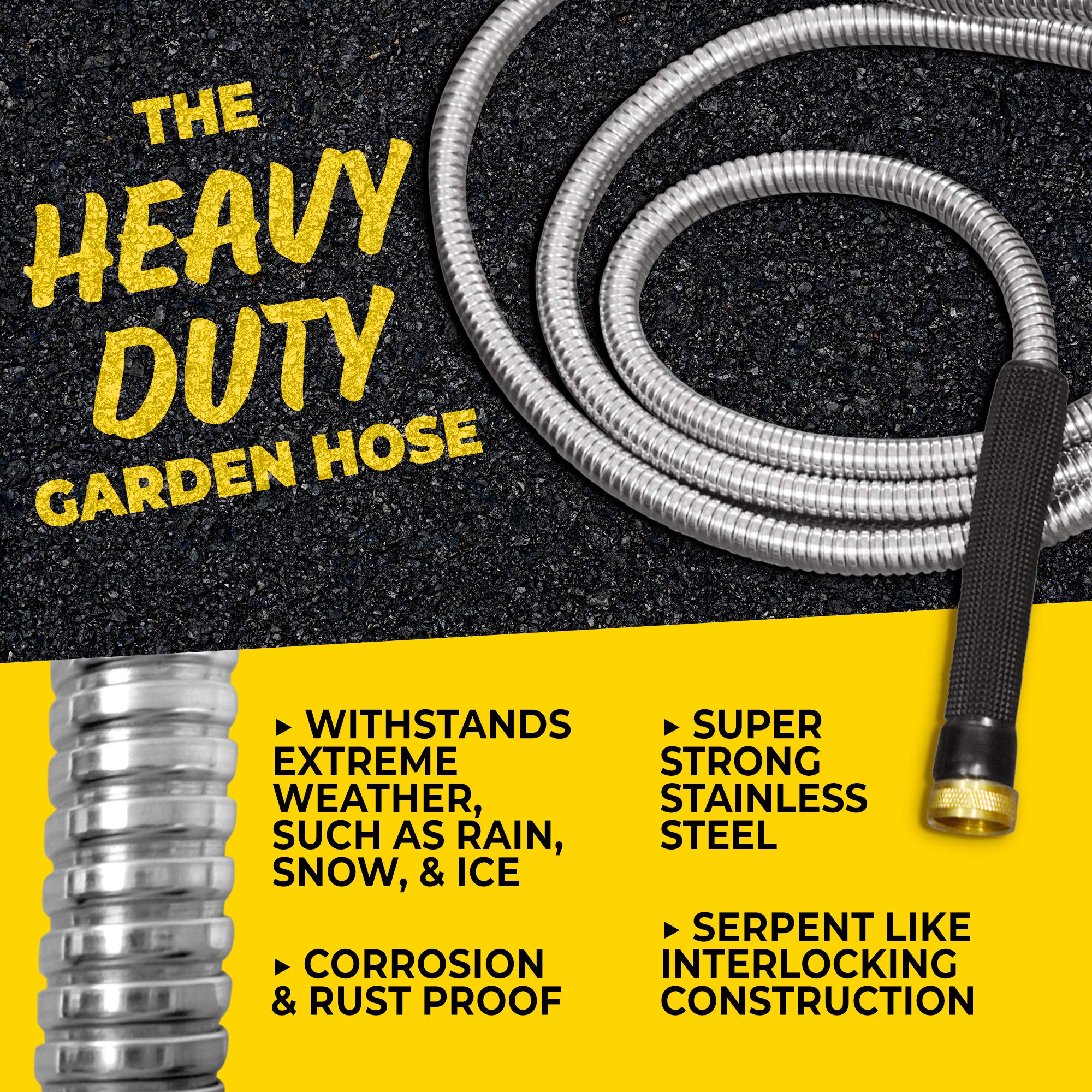 BIONIC STEEL PRO brass crush-resistant fittings endure heavy outdoor use.