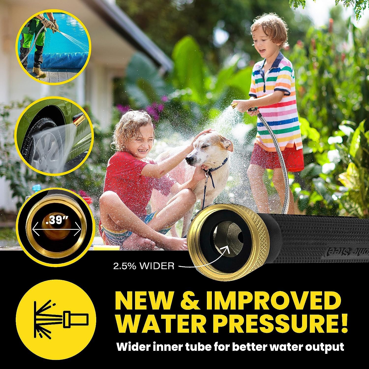 BIONIC STEEL PRO five-eighth-inch inner diameter delivers strong water flow.