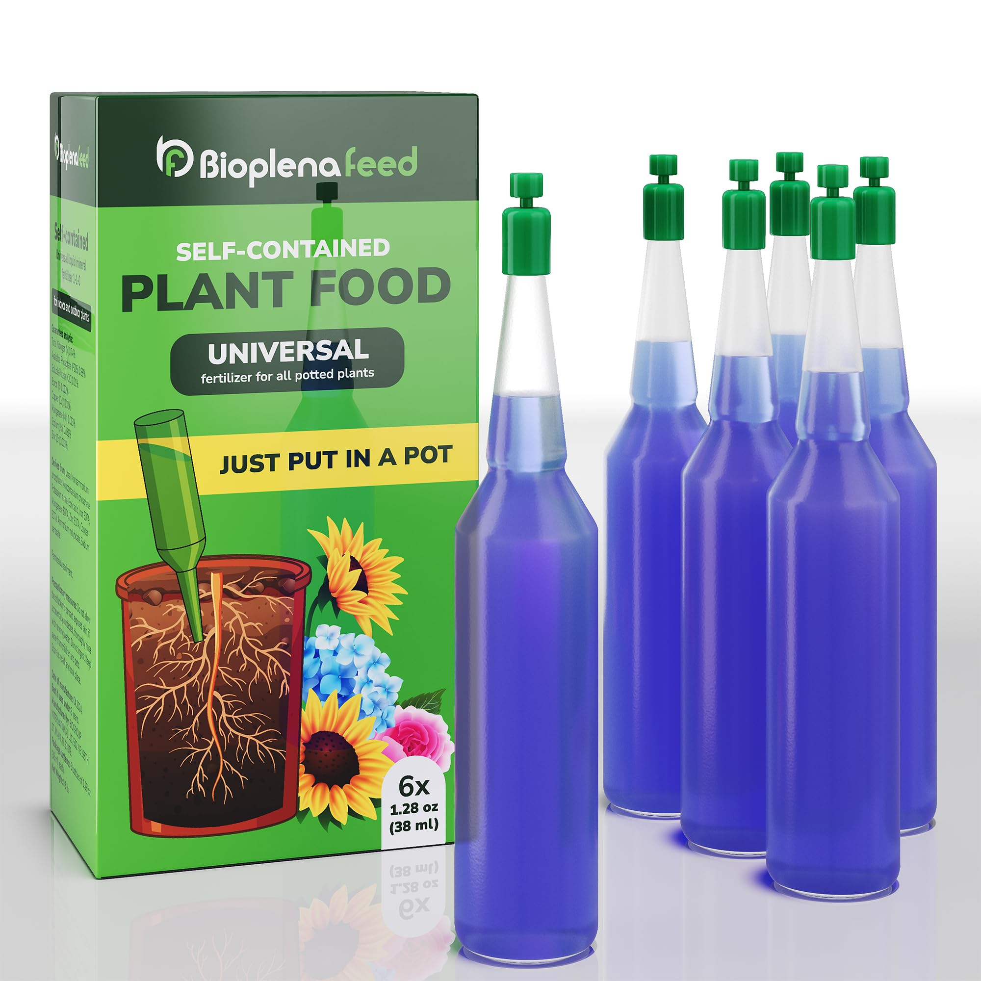 BIOPLENAFEED all-purpose liquid plant food bottle promotes vibrant indoor plants