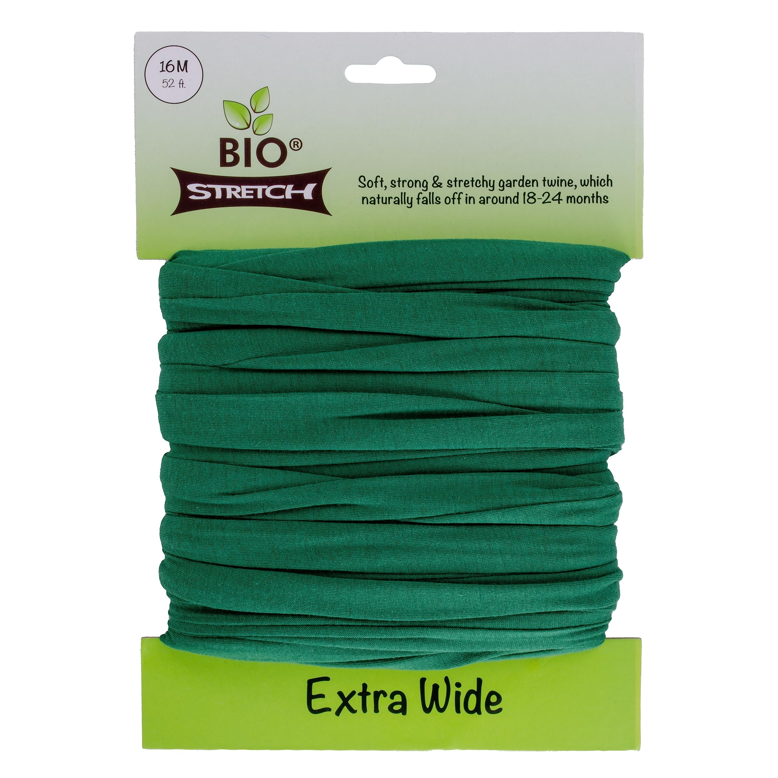 Biostretch extra-wide tree ties in a green roll offer easy, adjustable support for plants.