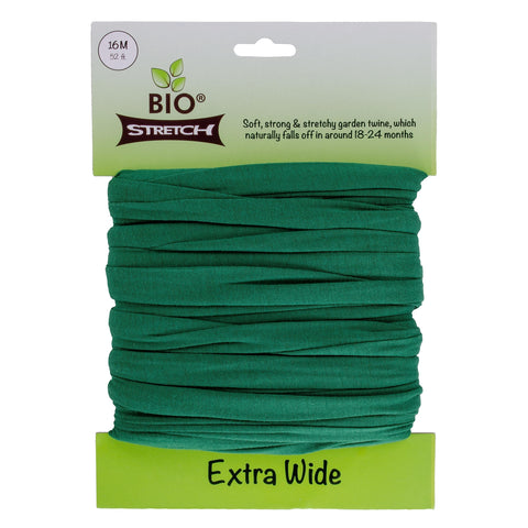 Biostretch extra-wide tree ties in a green roll offer easy, adjustable support for plants.