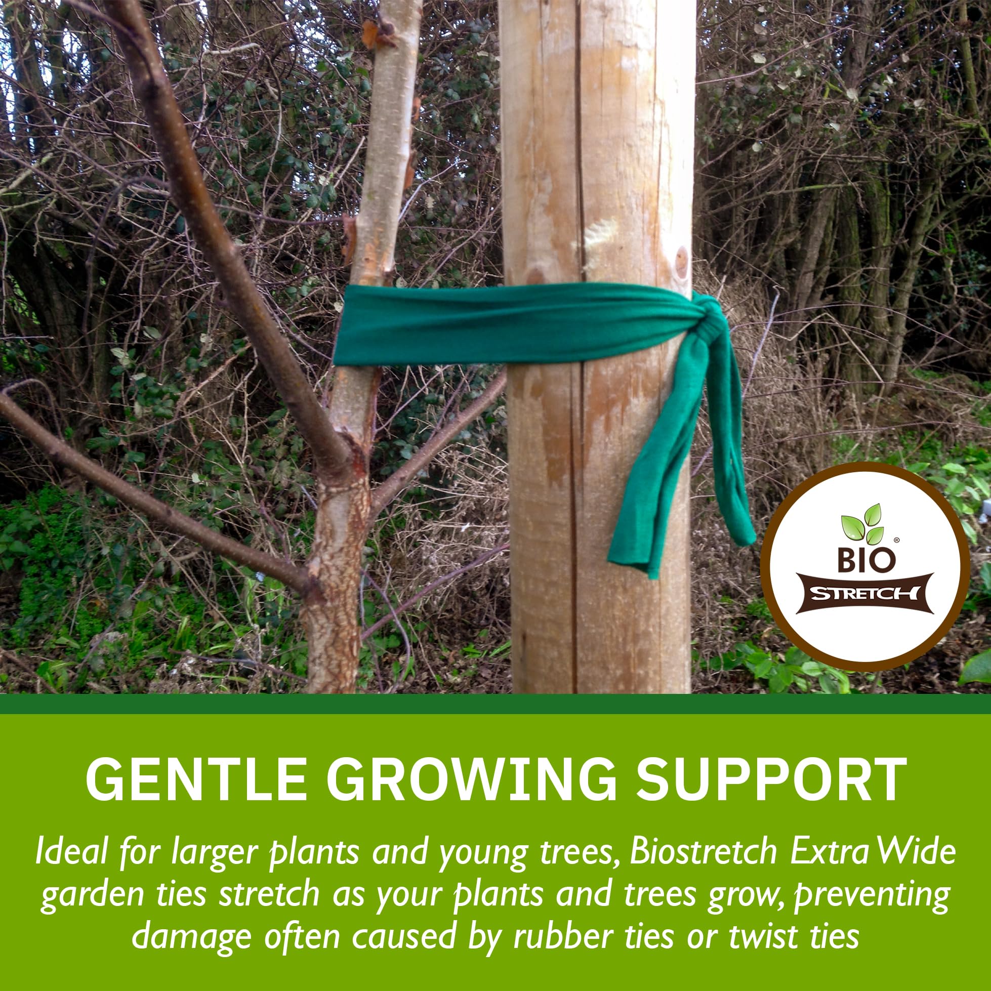 Biostretch garden tie repositioning with growth without damage.