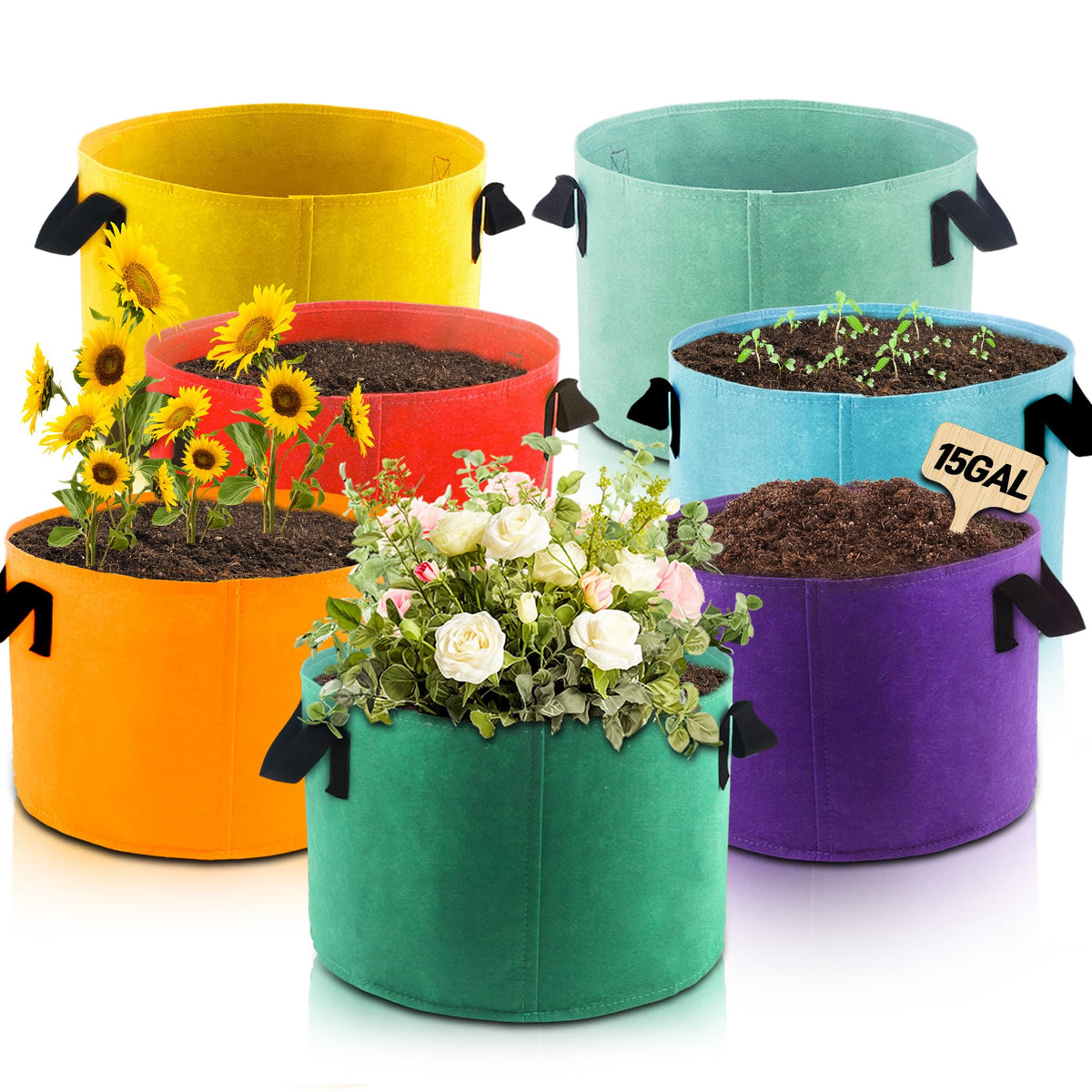 Biotolot 15-gallon grow bag in multi-color with handles for versatile planting
