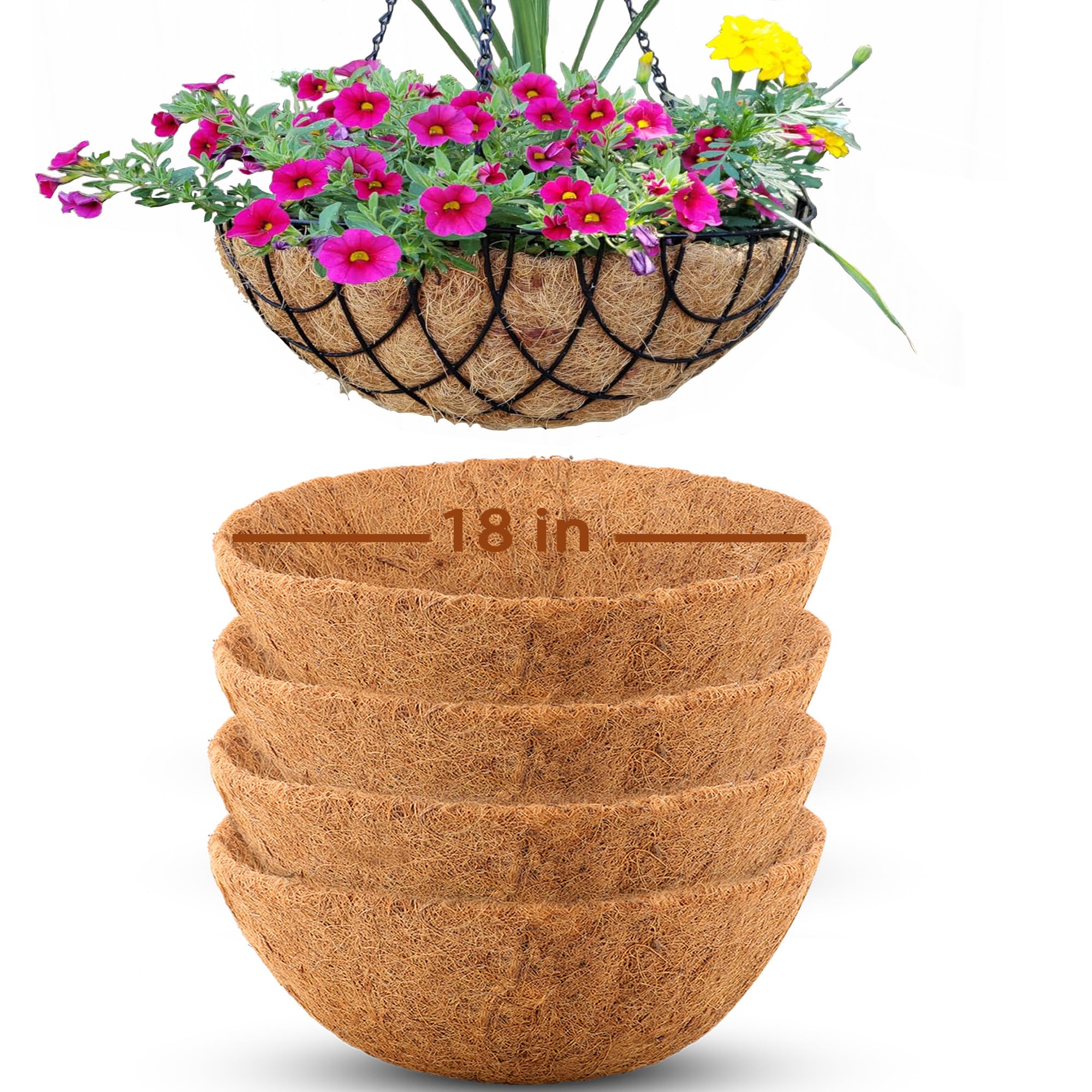 Biotolot 18-inch liner inside view showing fit for hanging baskets.