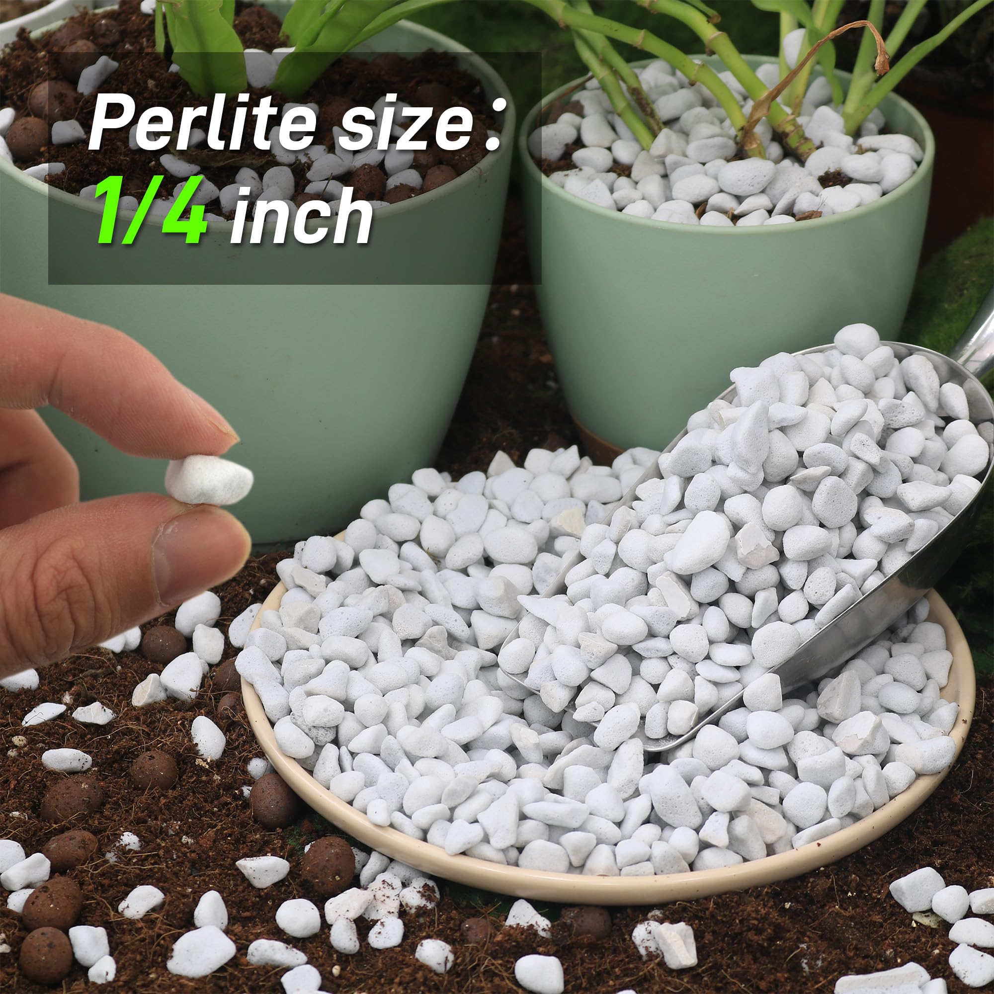 Close-up of chunky perlite texture demonstrating drainage improvement