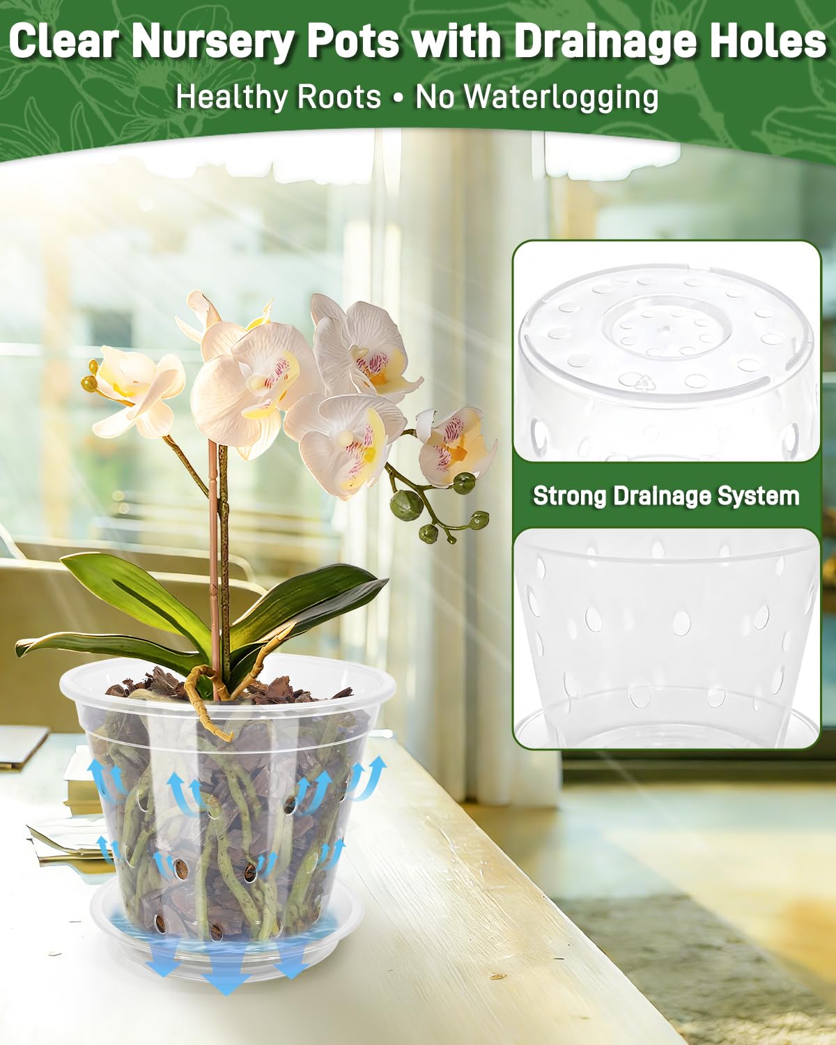 Biotolot orchid pot features thick plastic for durable, crack-resistant use.