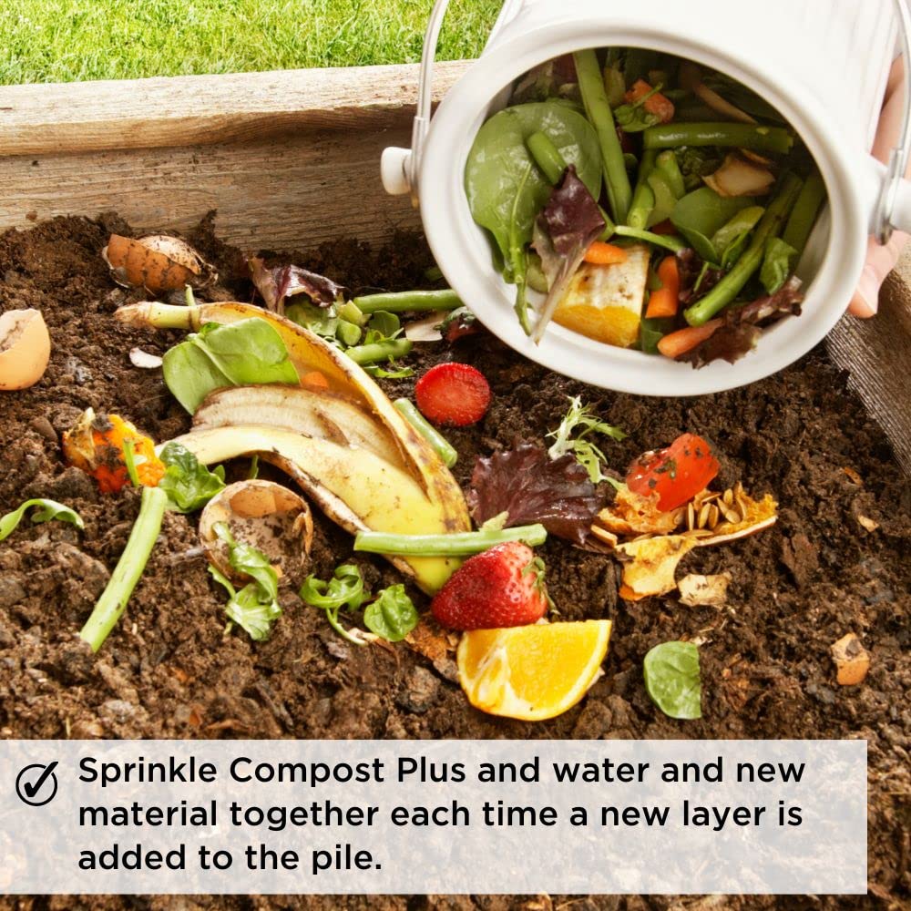 Bioverse Dr. Connie’s Compost Plus placed in a compost bin indoors.