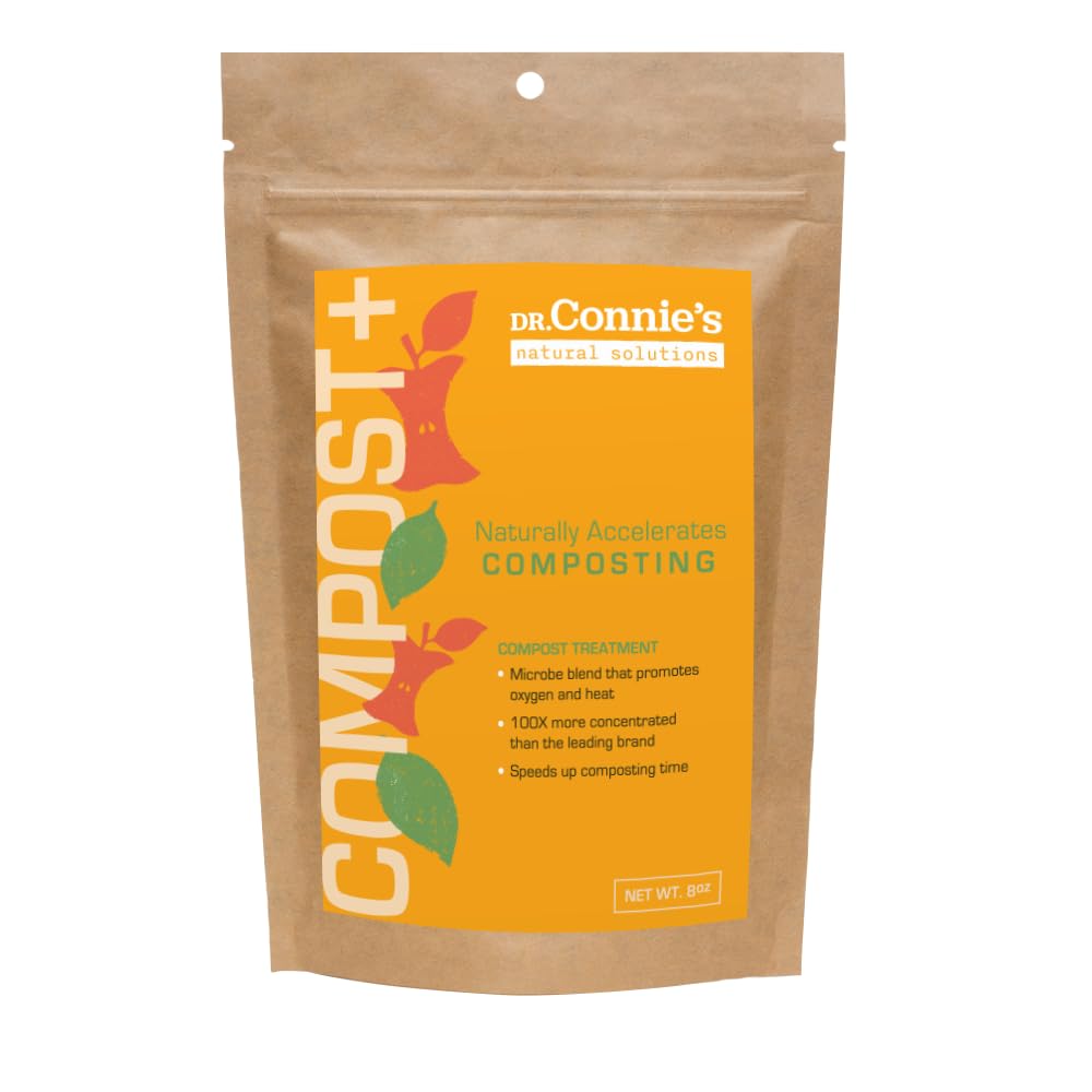 Bioverse Dr. Connie’s Compost Plus bottle speeds up home composting.