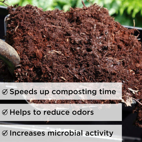 Label for Bioverse Dr. Connie’s Compost Plus highlights eco-friendly composting.