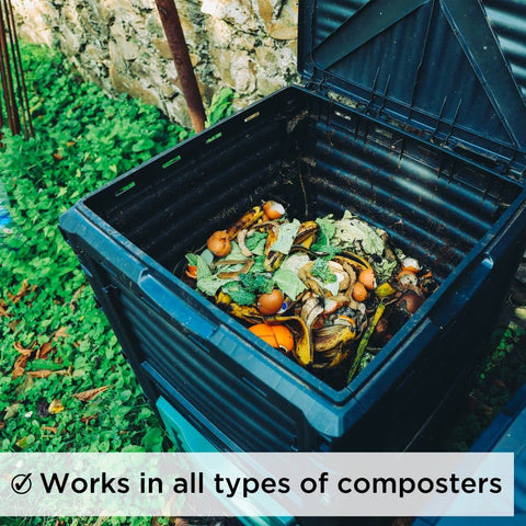 Packaging highlights Bioverse Dr. Connie’s Compost Plus 100X concentration.