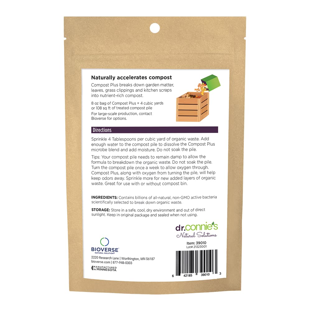 Pour action of Bioverse Dr. Connie’s Compost Plus activates microbes quickly.