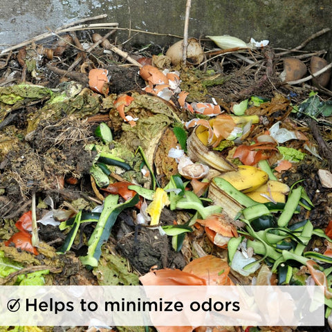 Tumbler-use with Bioverse Dr. Connie’s Compost Plus accelerates processing.