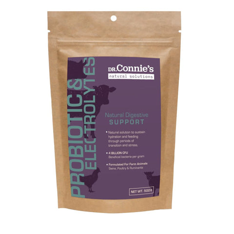 Bioverse Dr. Connie probiotic-electrolyte powder for poultry ready to mix into daily drinking water.