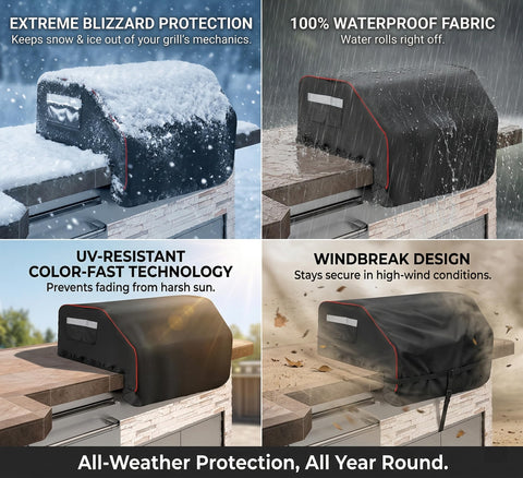 All-weather durability withstands sun, rain, wind, and debris for year-round use.