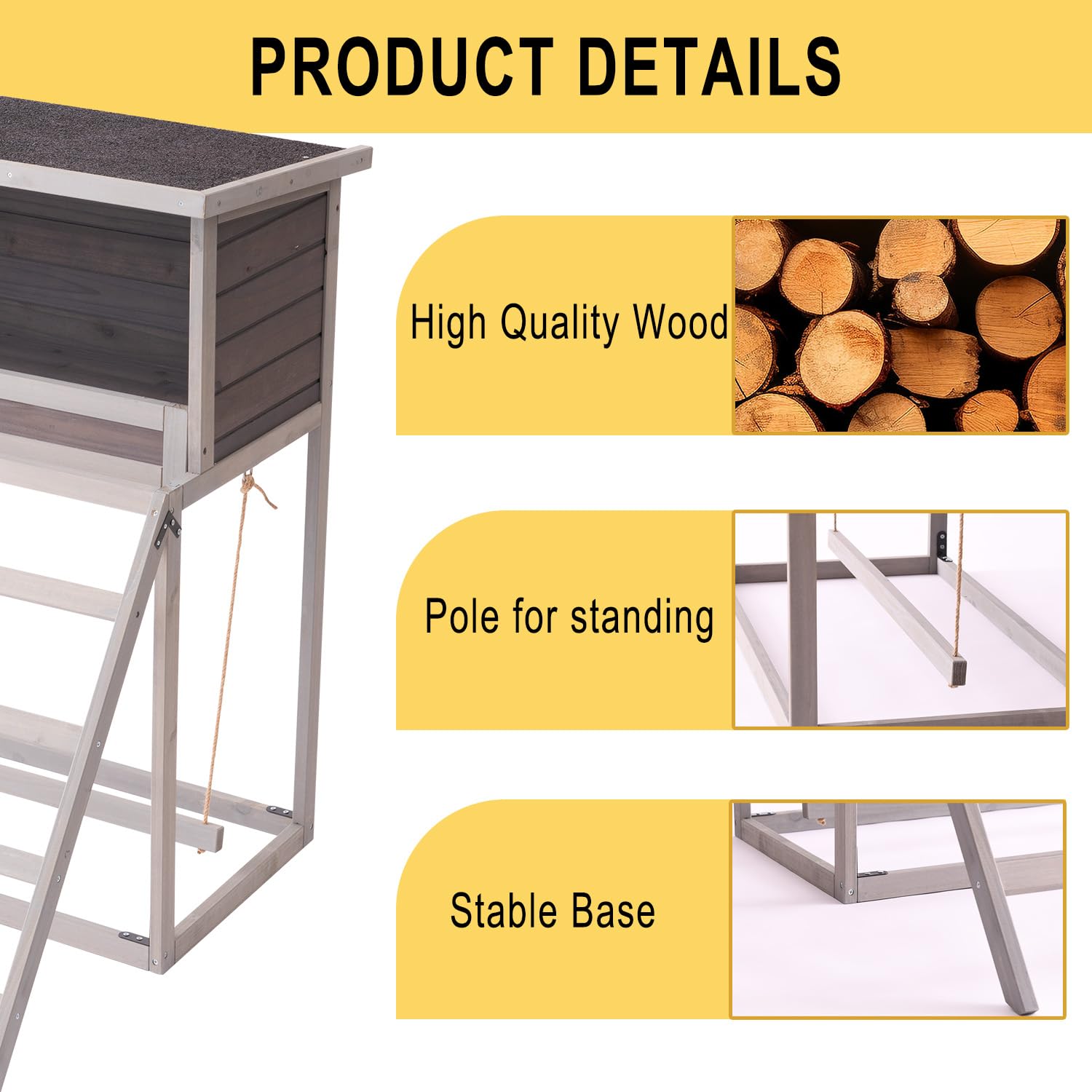 BIRASIL nesting box perch provides easy access for hens.
