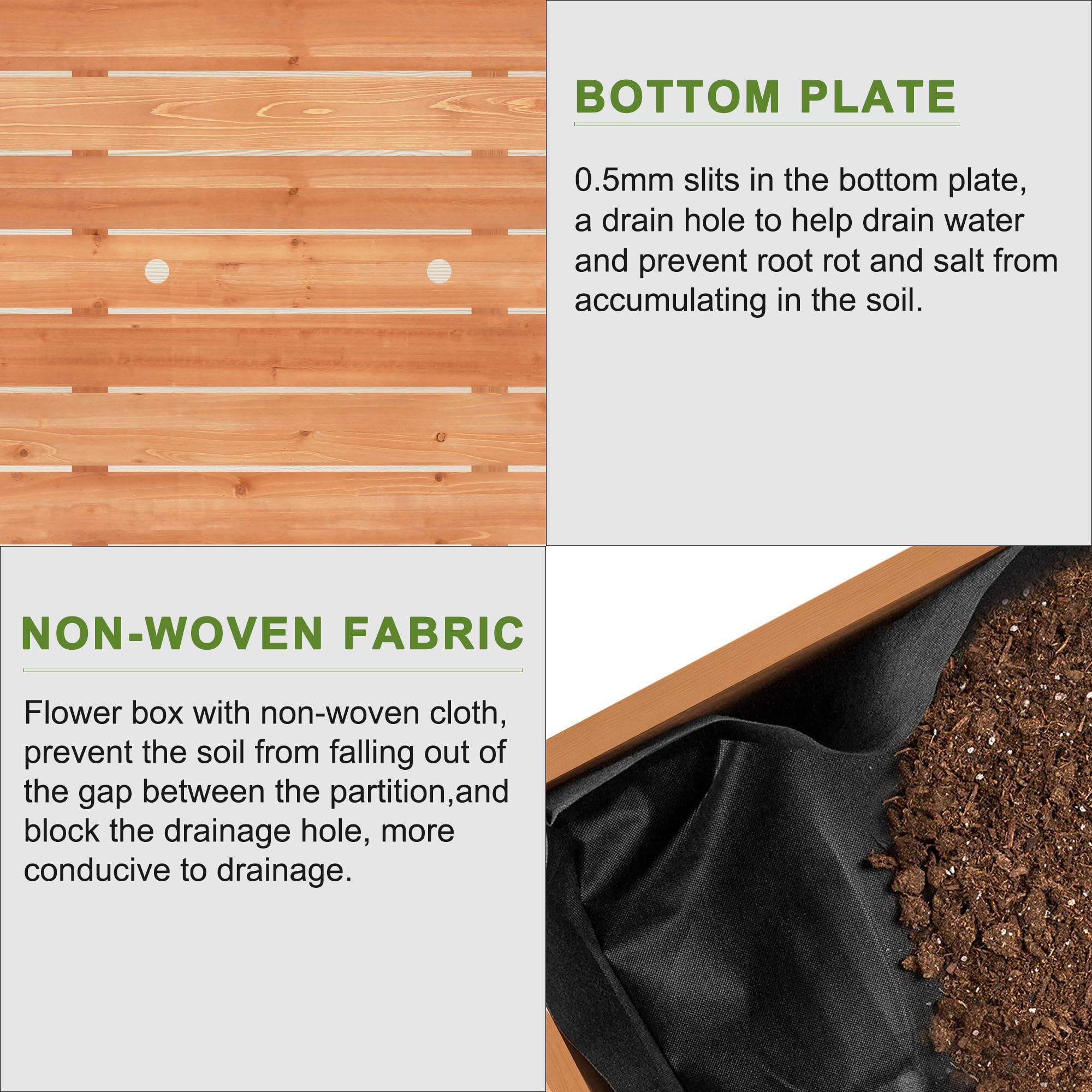 BIRASIL drainage holes with inner liner protect soil moisture and wood