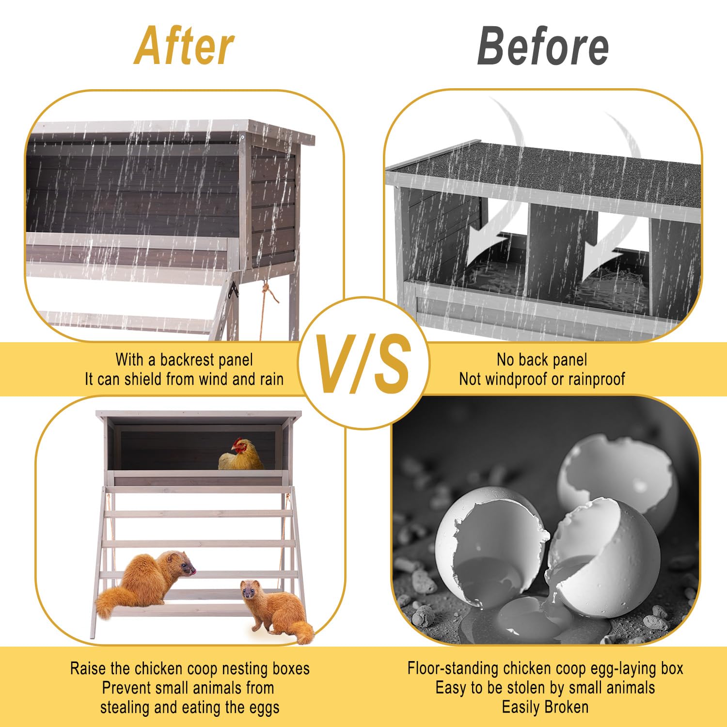 BIRASIL 3-bay interior offers spacious compartments for large hens.