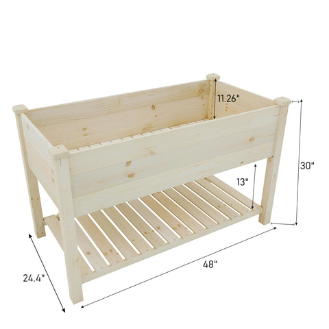 BIRASIL raised bed side view shows height and leg clearance.