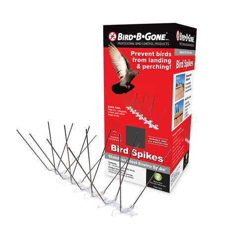 Bird B Gone EnviroSpike on a roof edge deters roosting birds