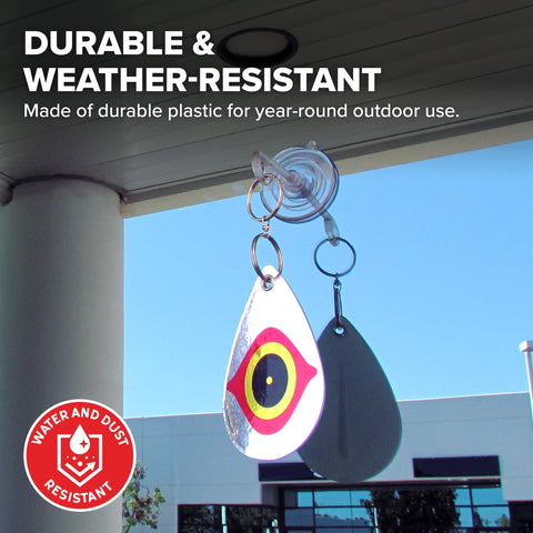 Bird B Gone weather-resistant diverters withstand sun and rain for year-round outdoor use.