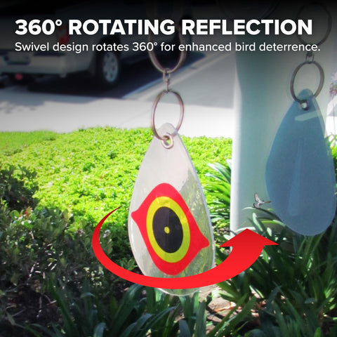 Bird B Gone 5-pack deters birds around trees, gazebos, and boats with iridescent foil eyes.